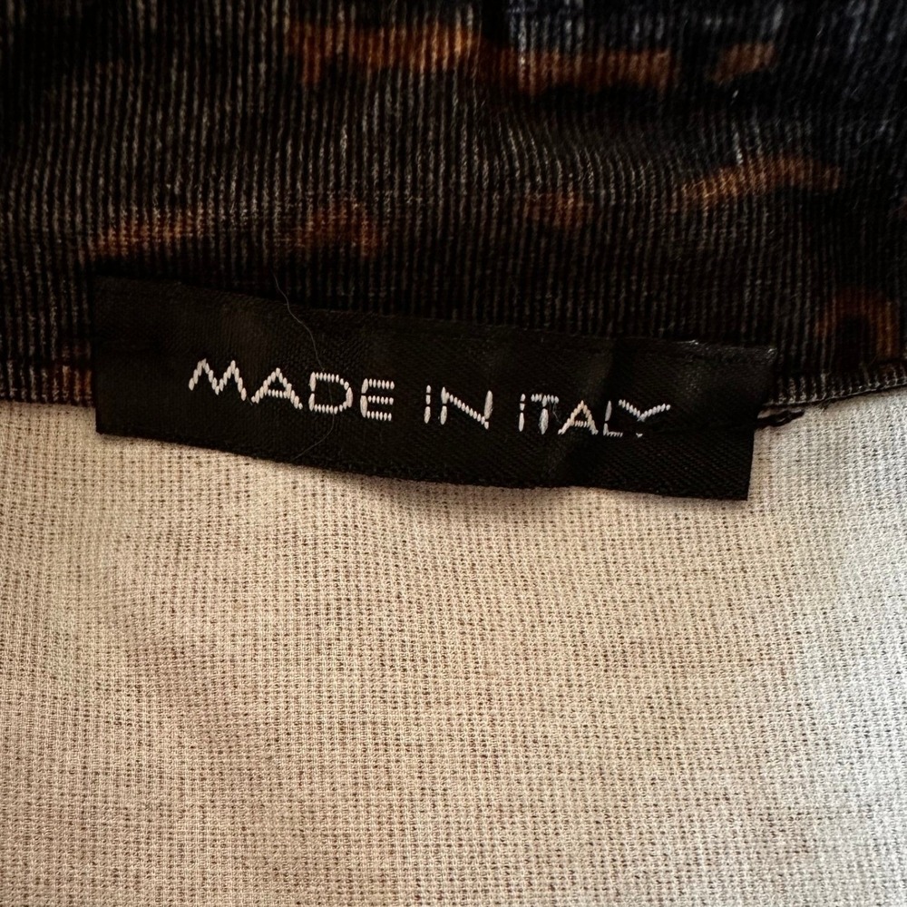 Made In Italy Cordoroy Shirt Dress Floral Print Button Down Roll Tab Sleeve ?Med - Picture 5 of 10